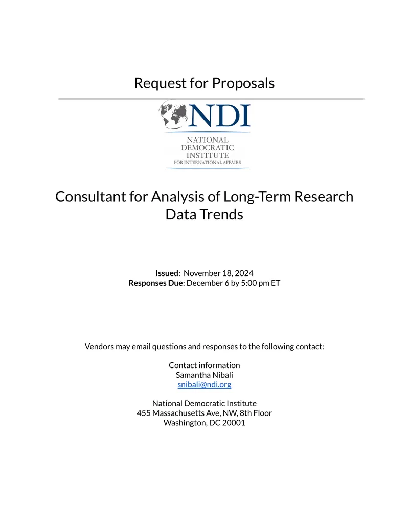 Request for Proposals for Research Consultant