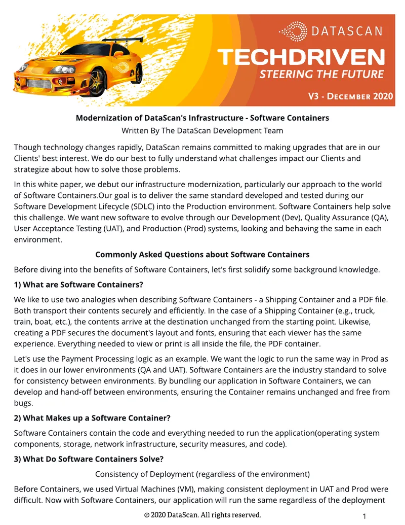 Infrastructure Modernization with Software Containers