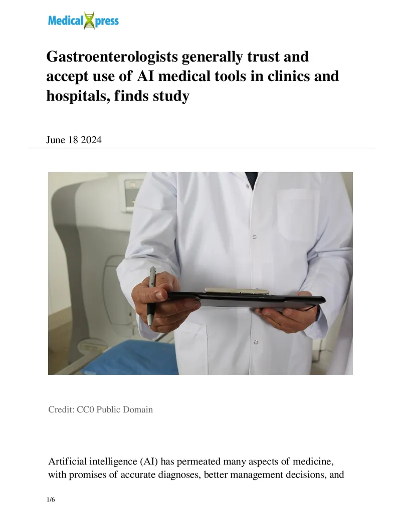 Trust and Acceptance of AI in Gastroenterology