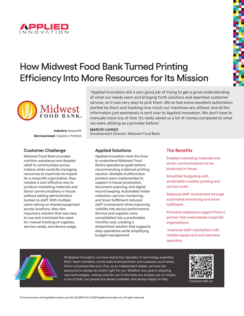 Midwest Food Bank Printing Efficiency Case Study