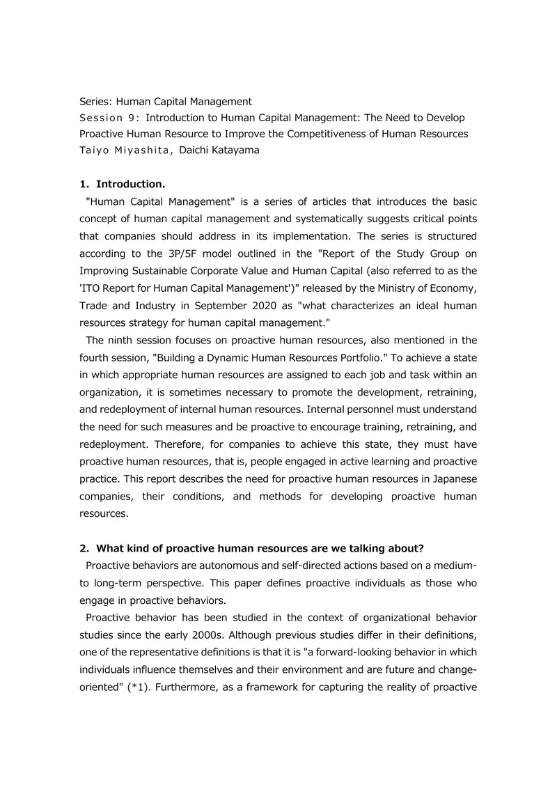 Proactive Human Resource Development in Japanese Companies