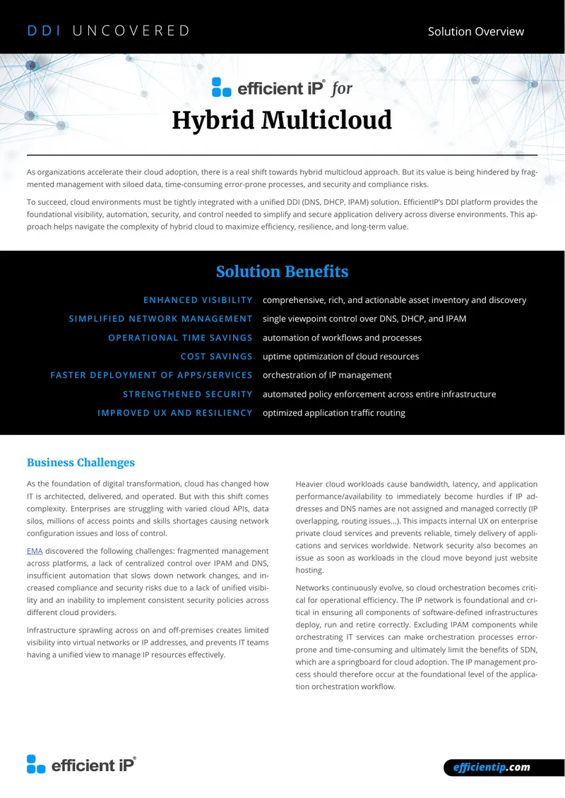 Unified DDI Solution for Hybrid Multicloud Management