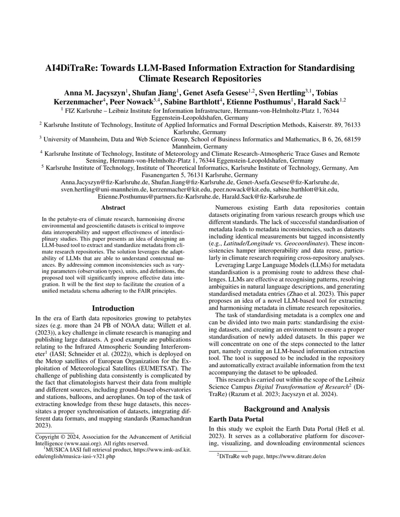 LLM-Based Tool for Standardising Climate Research Metadata