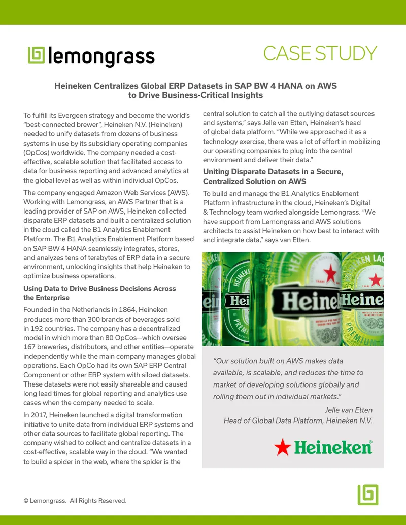Heineken Centralizes ERP Data Using AWS