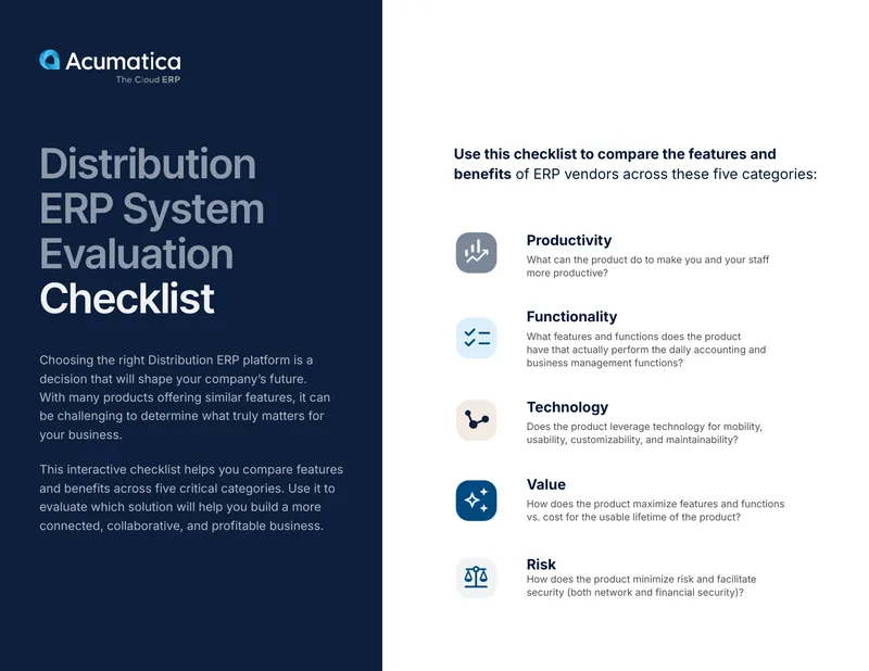 Distribution ERP System Evaluation Checklist preview page 1