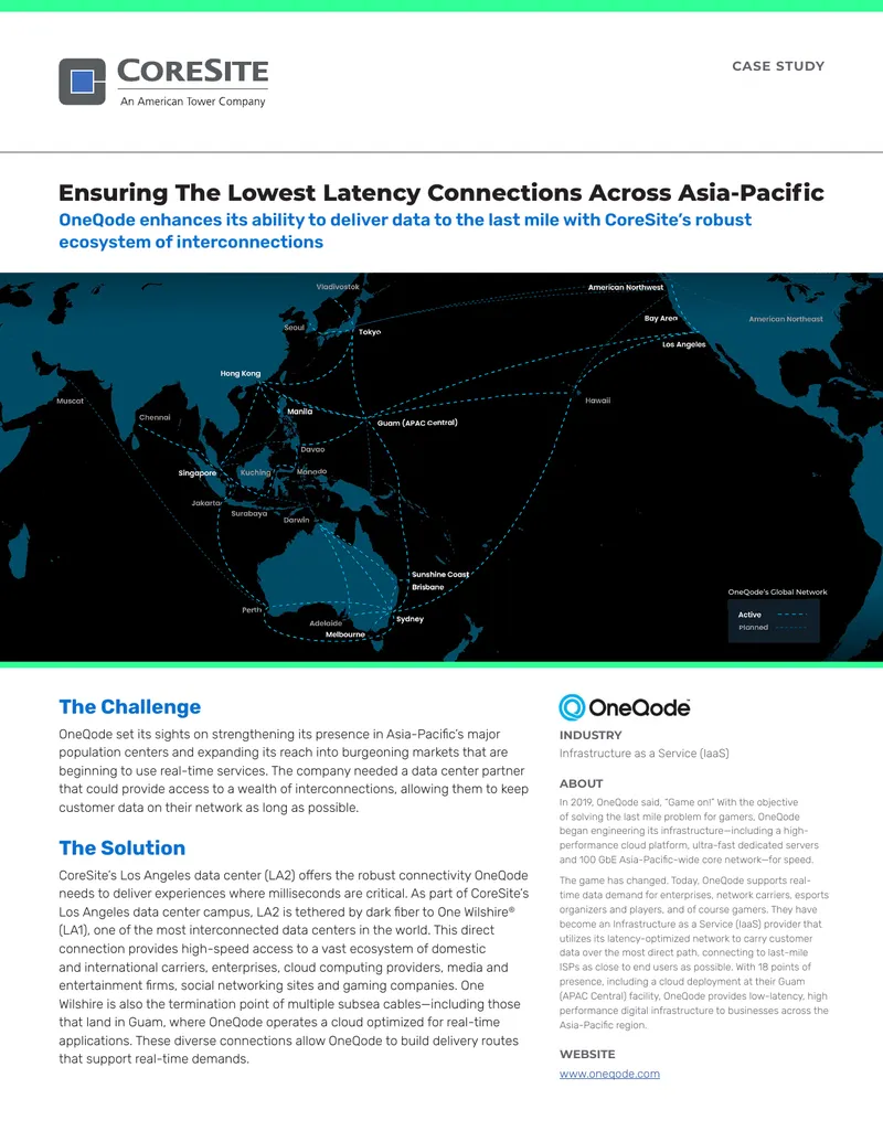 OneQode Infrastructure Partnership with CoreSite