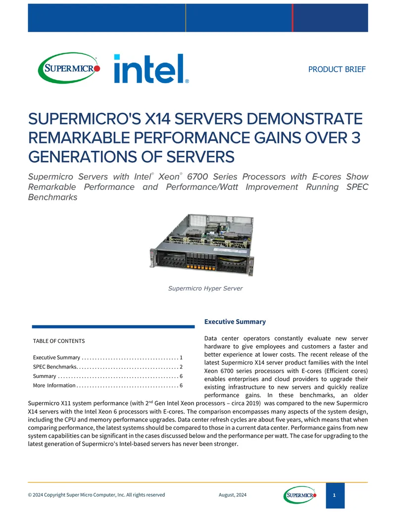 Supermicro X14 Server Performance Benchmark Report