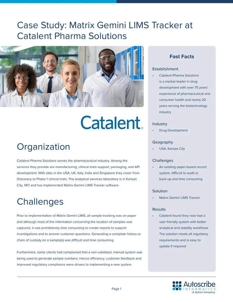 Case Study on Matrix Gemini LIMS Tracker Implementation