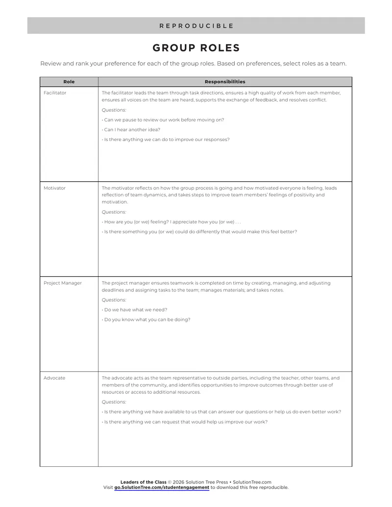 Group Roles and Responsibilities Framework