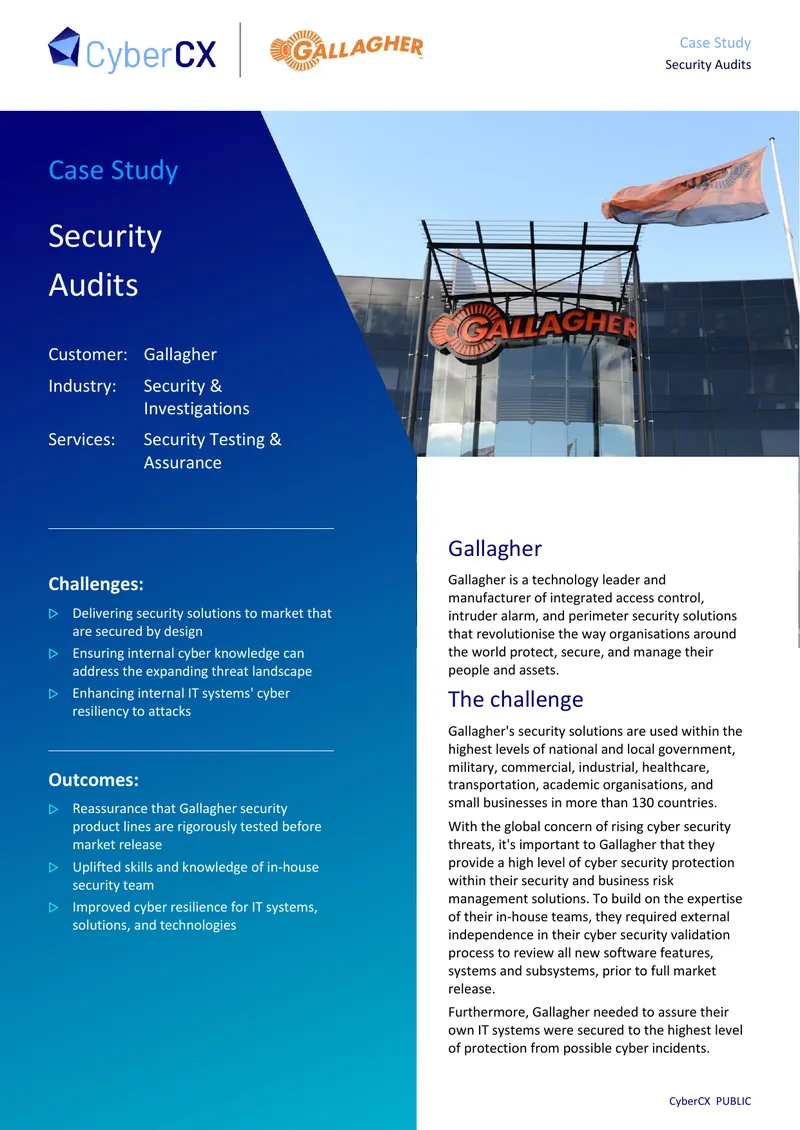 Gallagher Cyber Security Audits Case Study