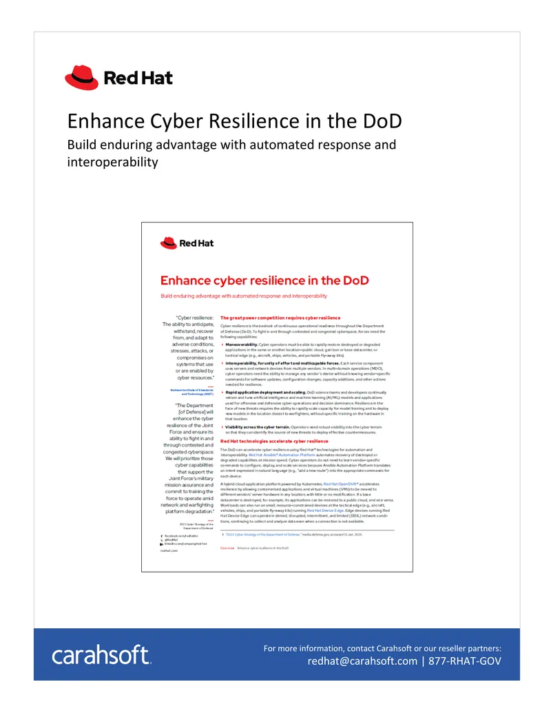 Enhance Cyber Resilience in the Department of Defense