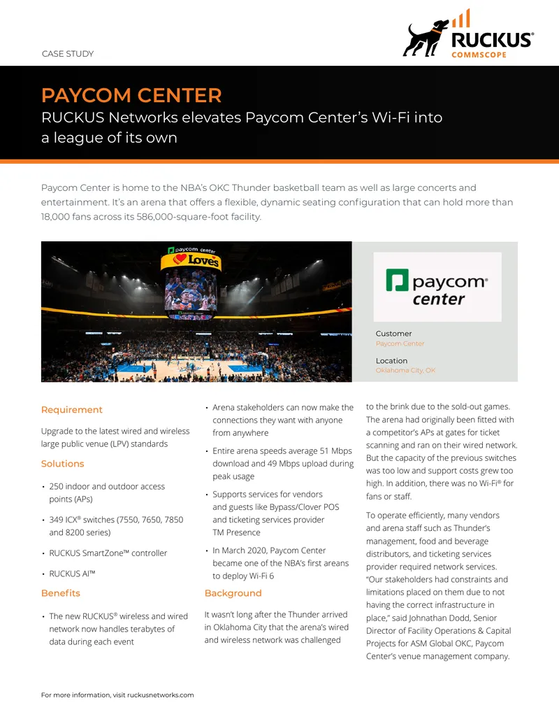 Paycom Center Network Infrastructure Upgrade Case Study preview page 1