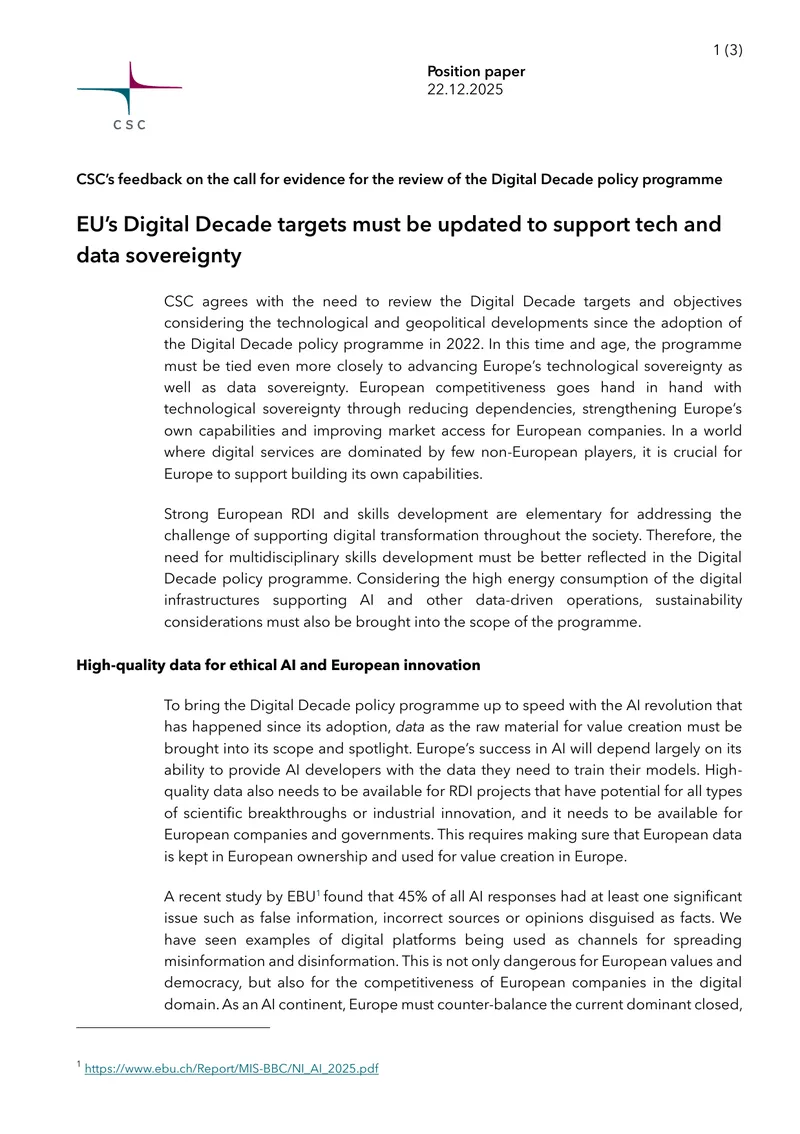 CSC Feedback on Digital Decade Policy Programme Review