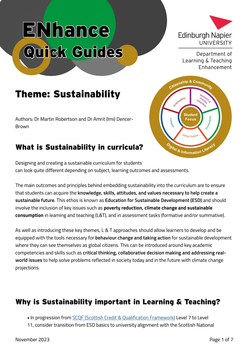 Embedding Sustainability in Higher Education Curricula