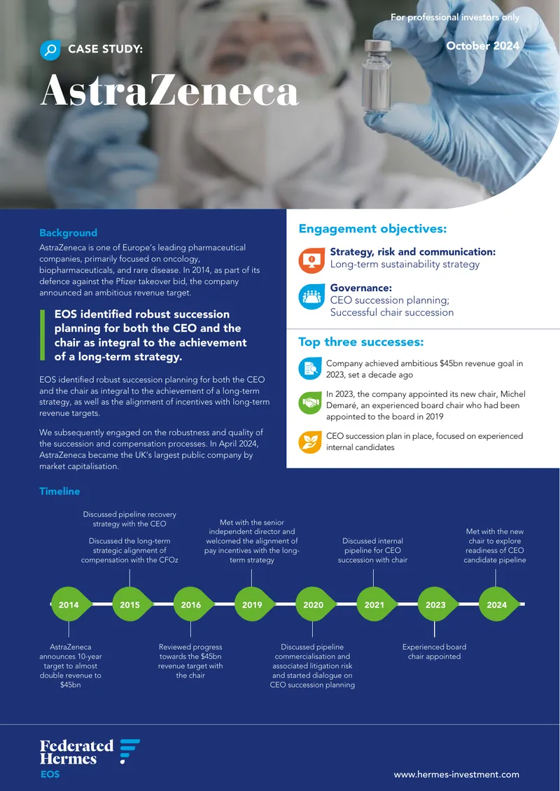 AstraZeneca CEO and Chair Succession Planning Case Study