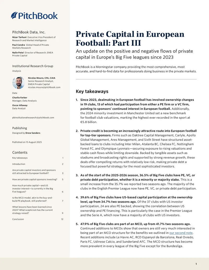 Private Capital in European Football: Part III