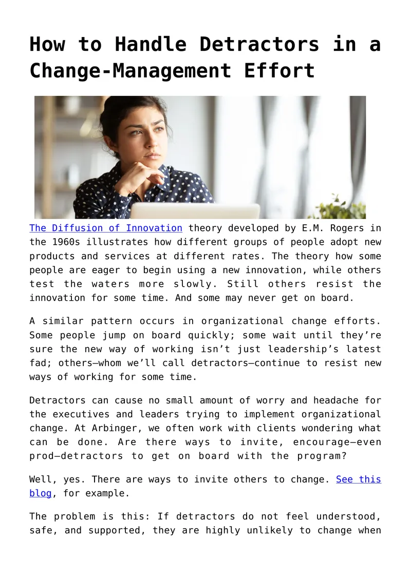 Handling Detractors in Change Management
