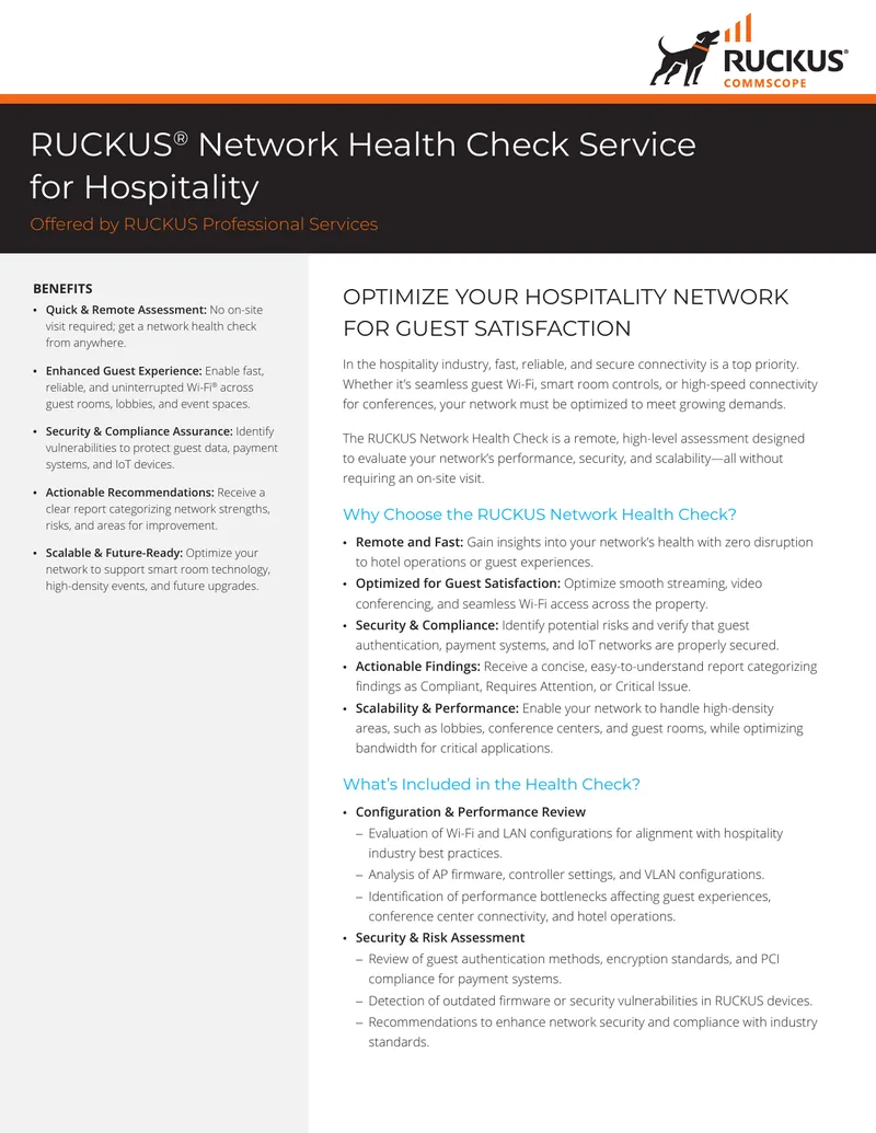 RUCKUS Network Health Check Service for Hospitality preview page 1