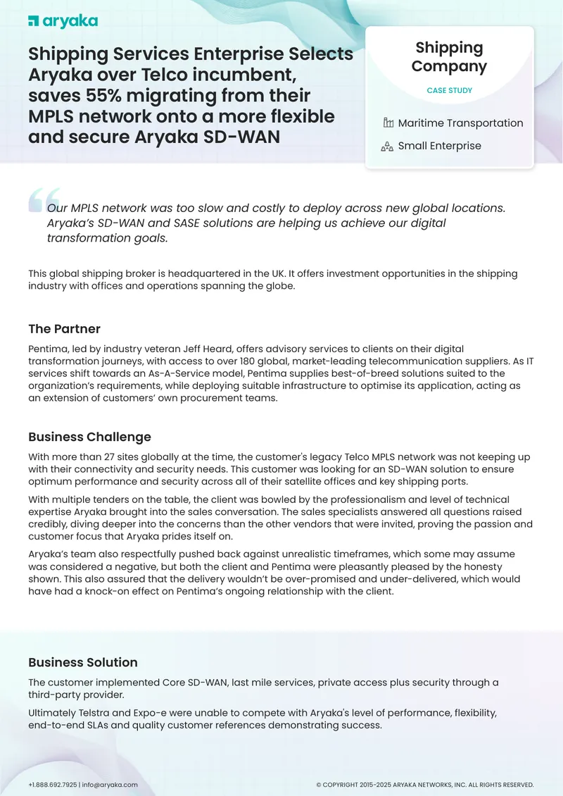 Shipping Services Enterprise Case Study