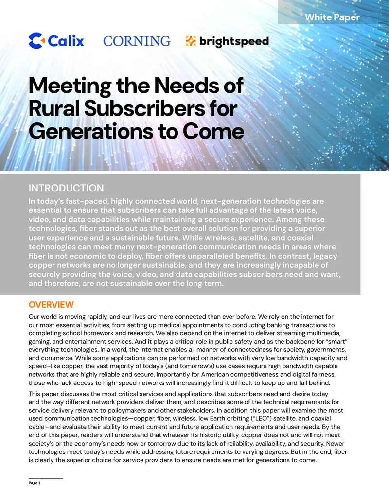 Meeting the Needs of Rural Subscribers for Generations