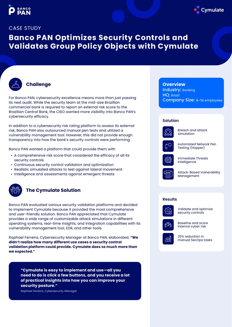 Banco PAN Security Controls Optimization Case Study