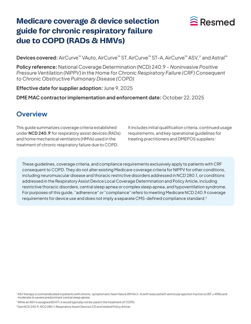 Medicare Coverage Guide for Respiratory Devices