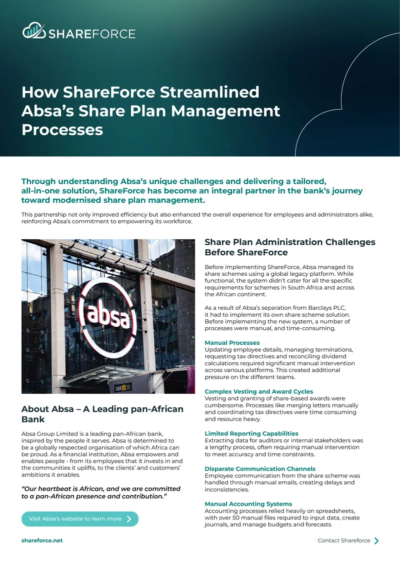 ShareForce Implementation for Absa Share Plan Management
