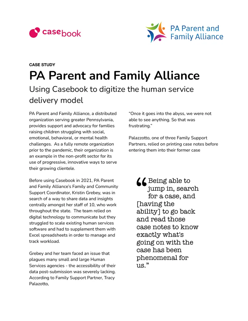 Case Study on PA Parent and Family Alliance