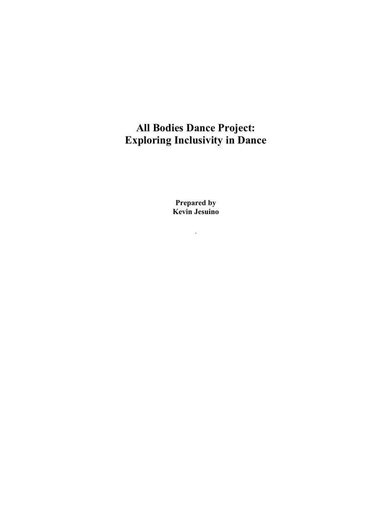All Bodies Dance Project Inclusivity Report