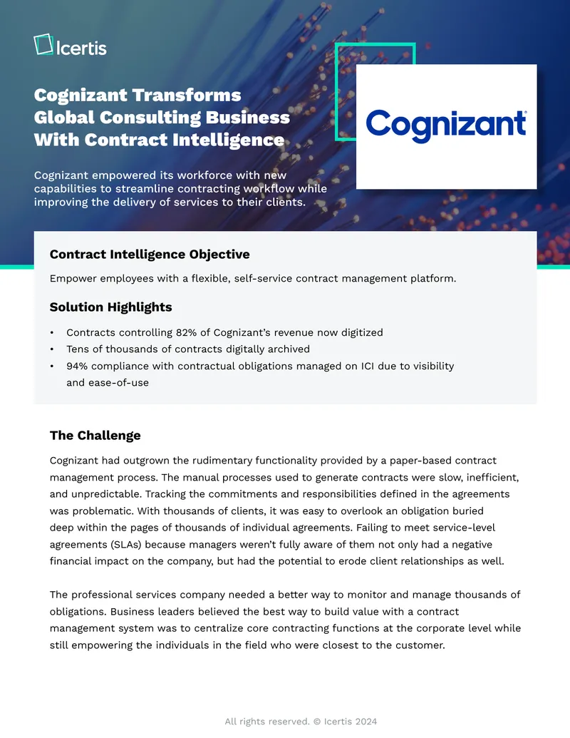 Cognizant Contract Management Transformation Case Study