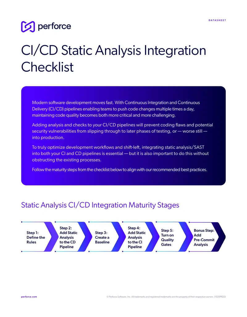CI/CD Static Analysis Integration Checklist