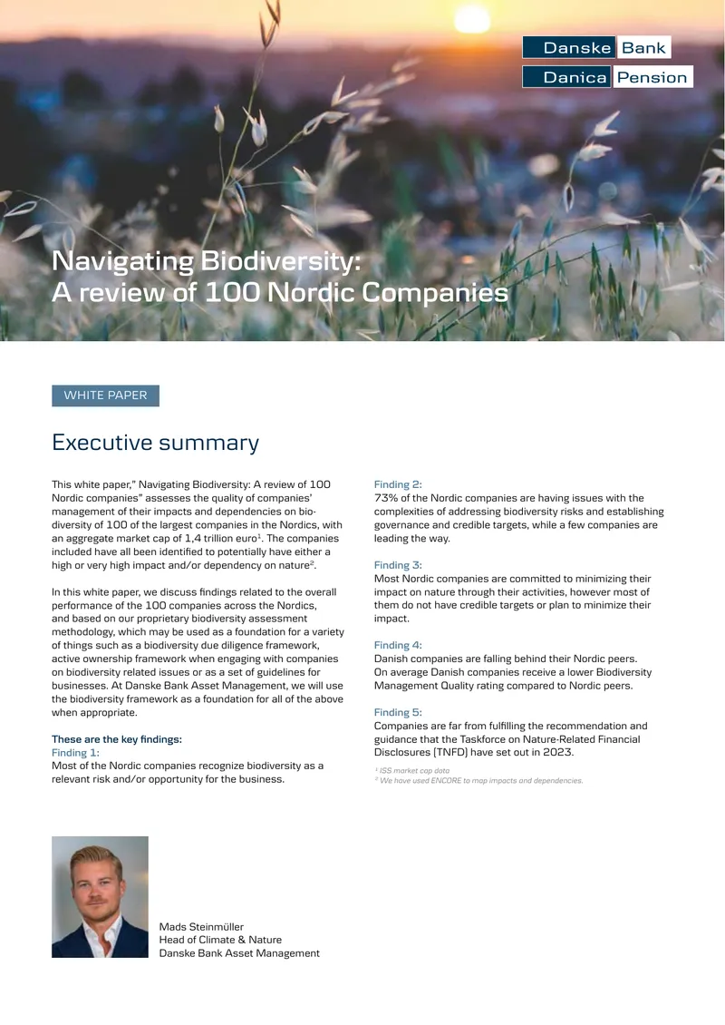 Navigating Biodiversity Assessment of Nordic Companies