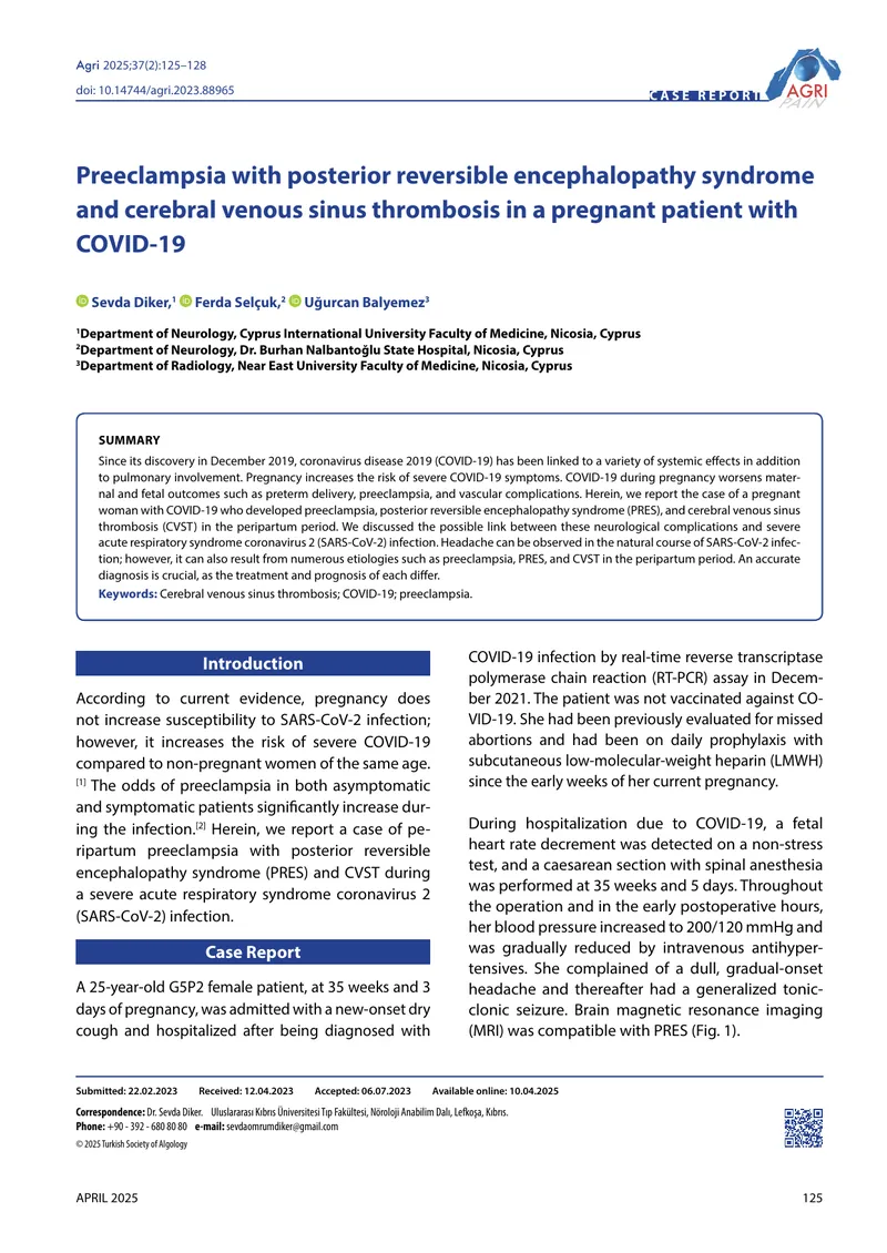 Preeclampsia and Neurological Complications in Pregnancy