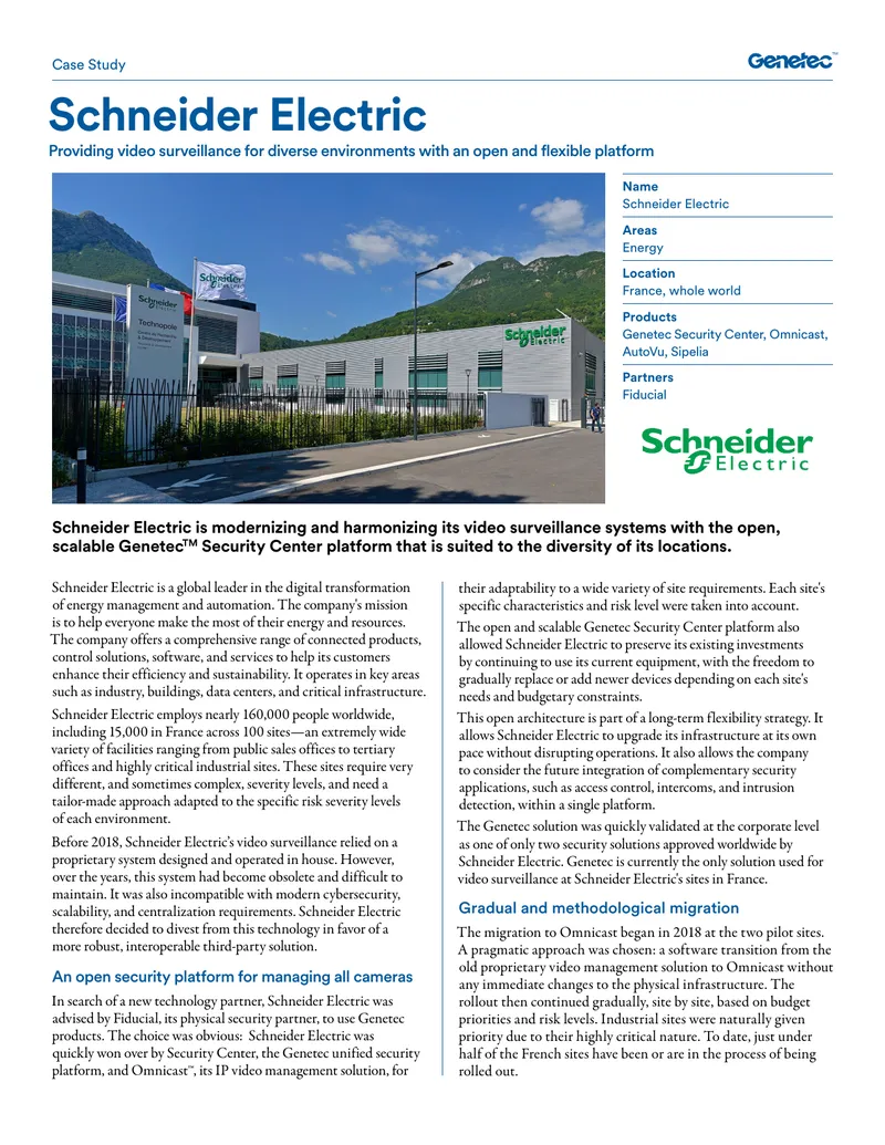 Schneider Electric Video Surveillance System Case Study
