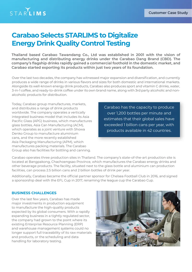 Carabao Group Quality Control Digitalization Case Study