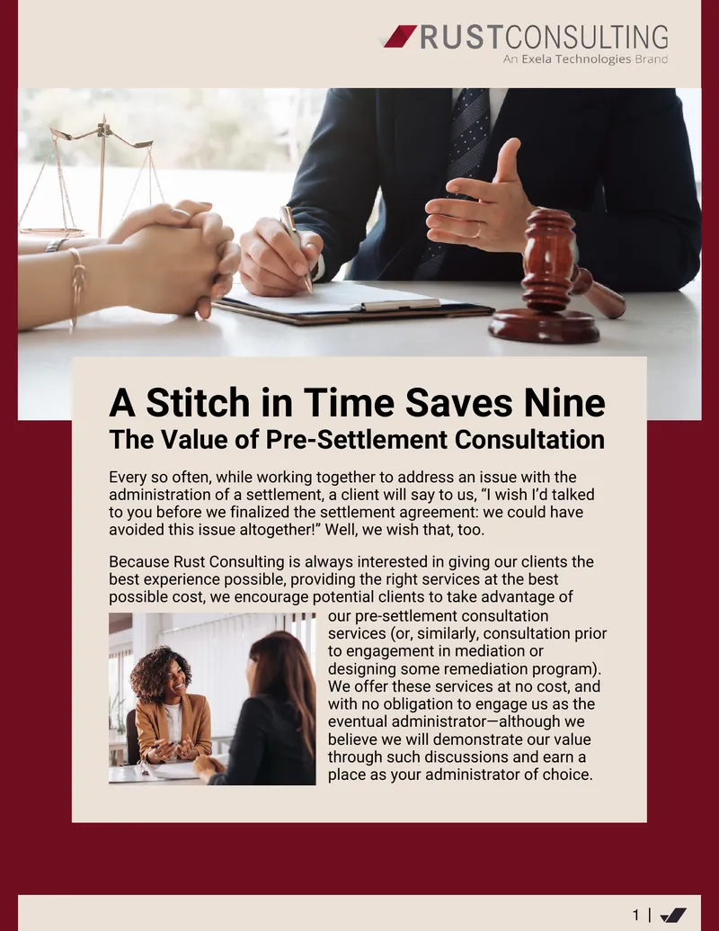 Value of Pre-Settlement Consultation Services