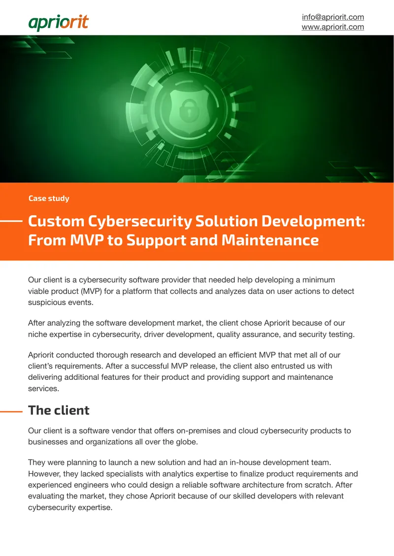 Custom Cybersecurity Solution Development Case Study