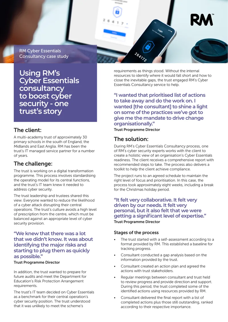 Cyber Essentials Consultancy Case Study for Multi-Academy Trust