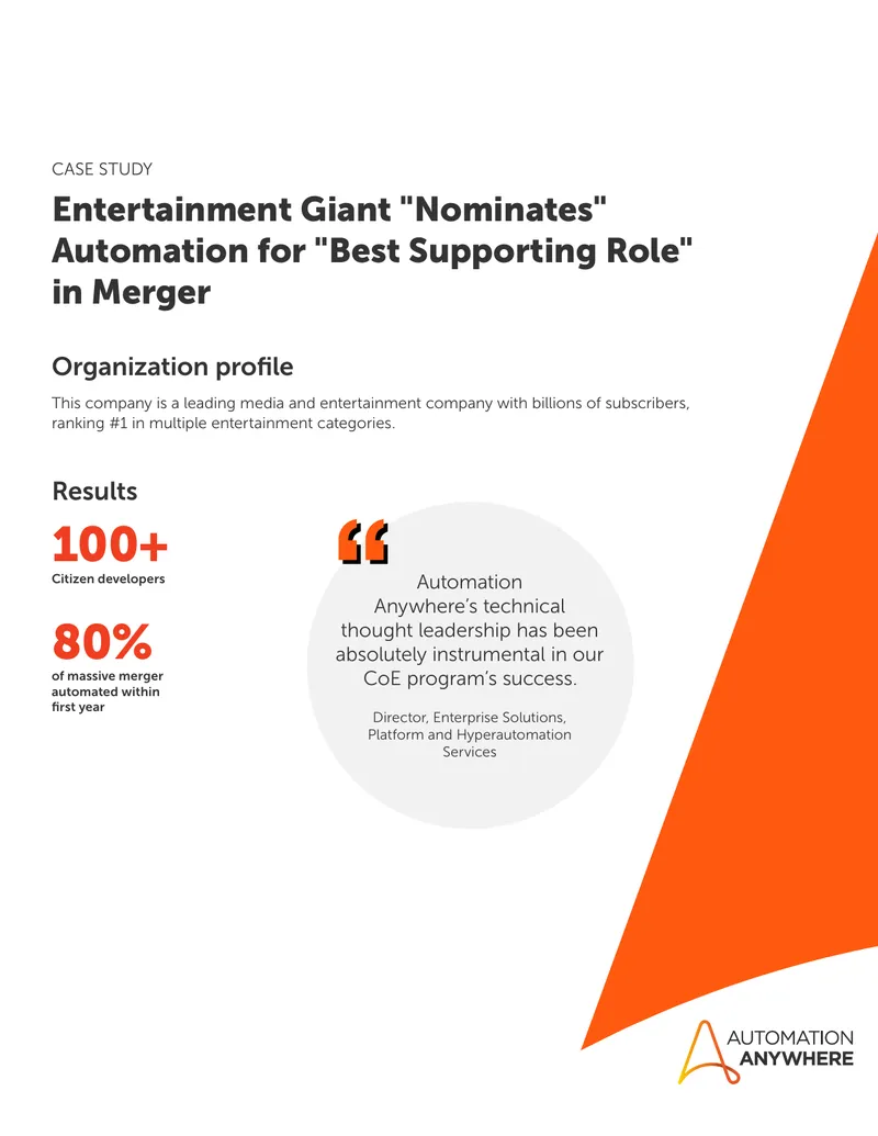 Case Study on Automation in Entertainment Merger