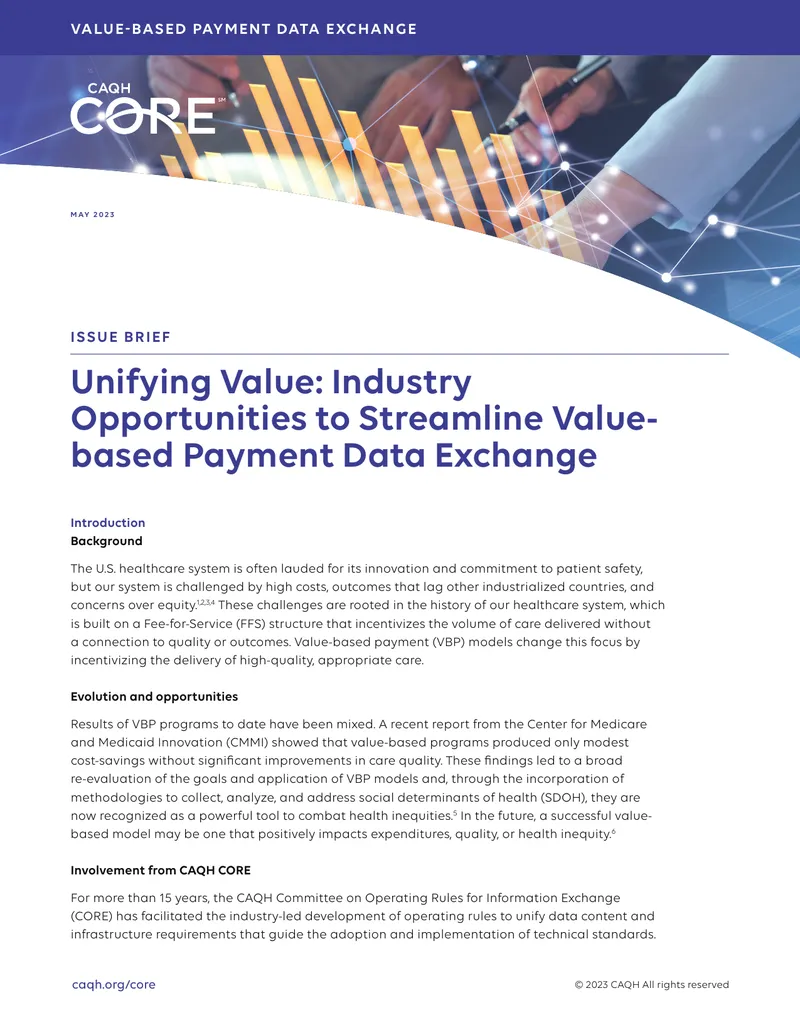 Value-Based Payment Data Exchange Opportunities