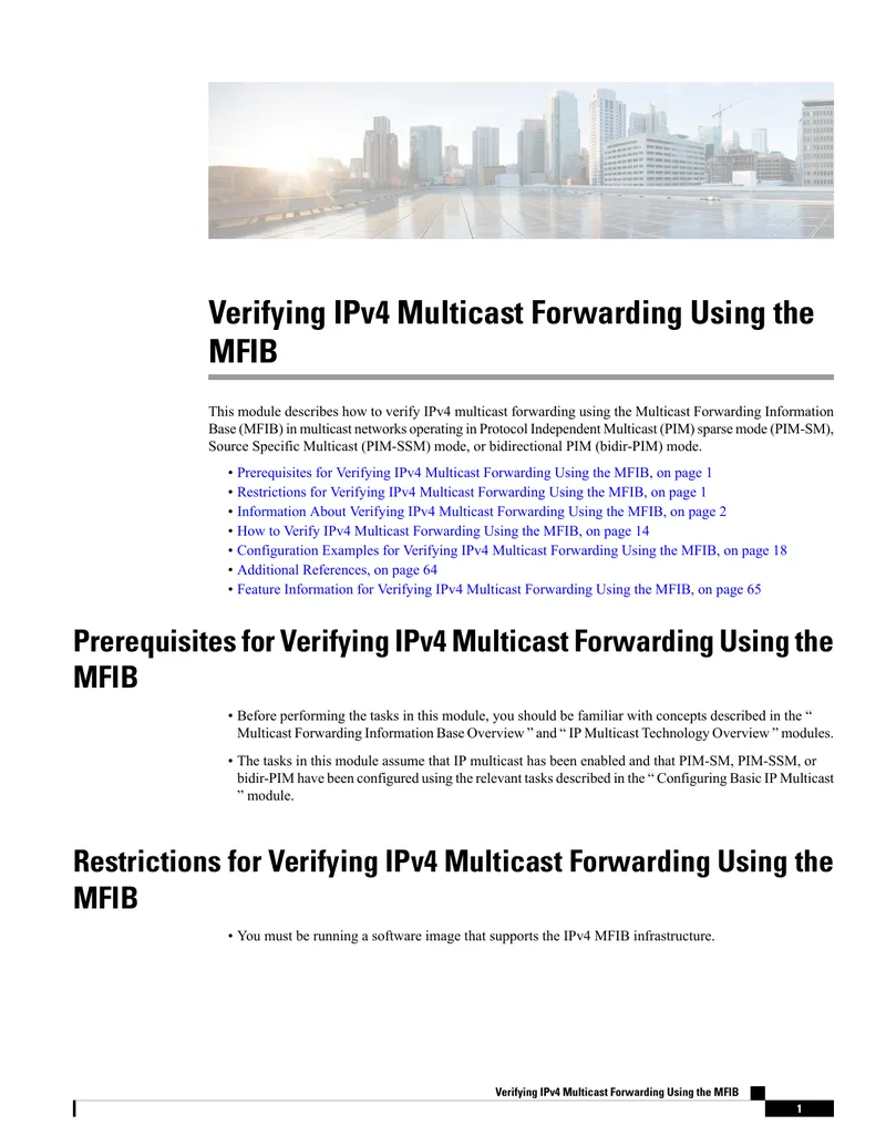 Verifying IPv4 Multicast Forwarding Using the MFIB
