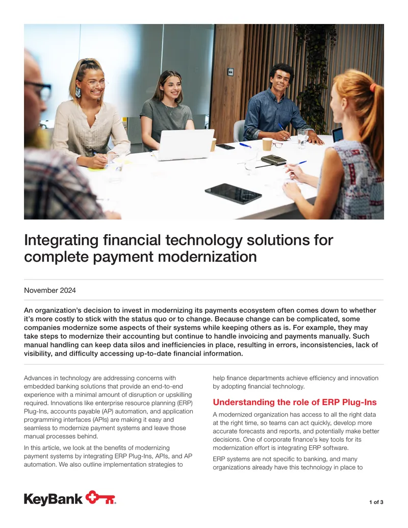 Integrating Financial Technology Solutions for Payment Modernization
