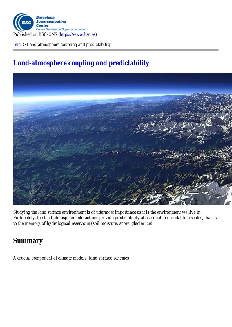 Land-Atmosphere Coupling and Climate Predictability