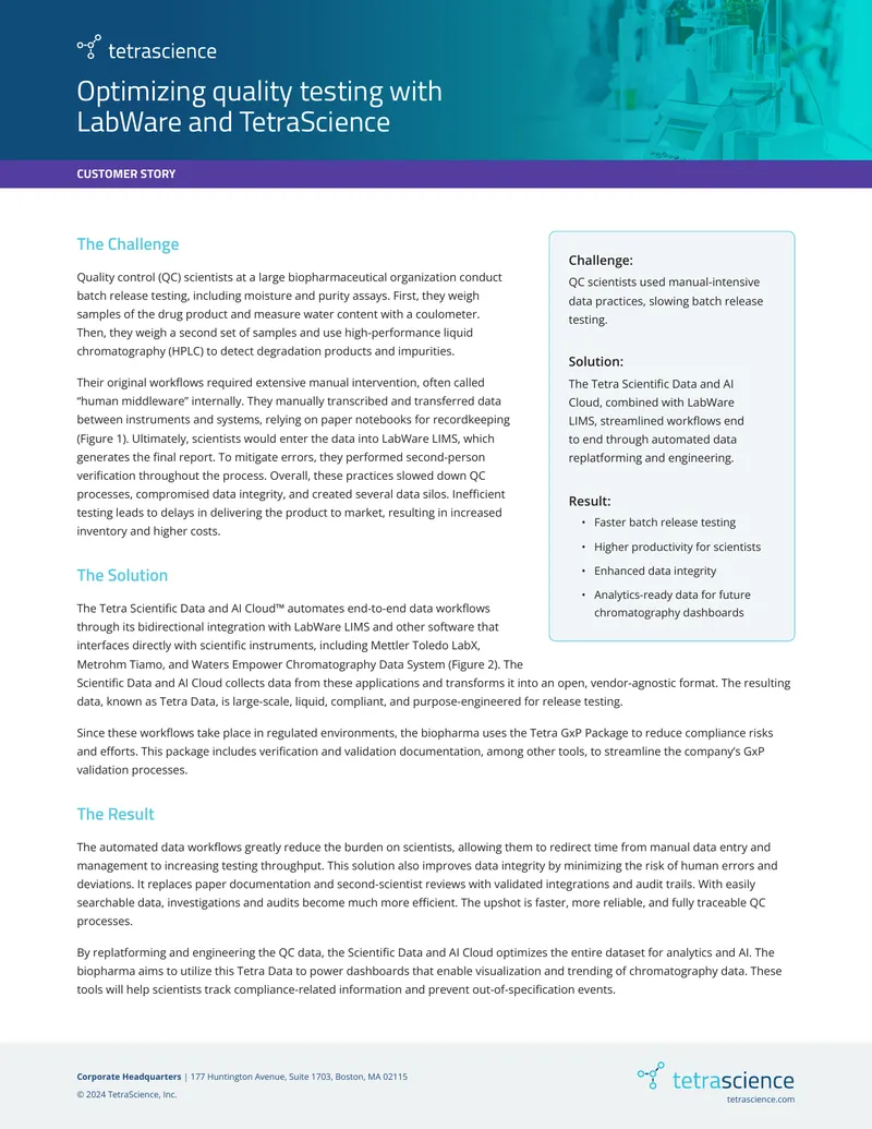 Optimizing Quality Testing with LabWare and TetraScience