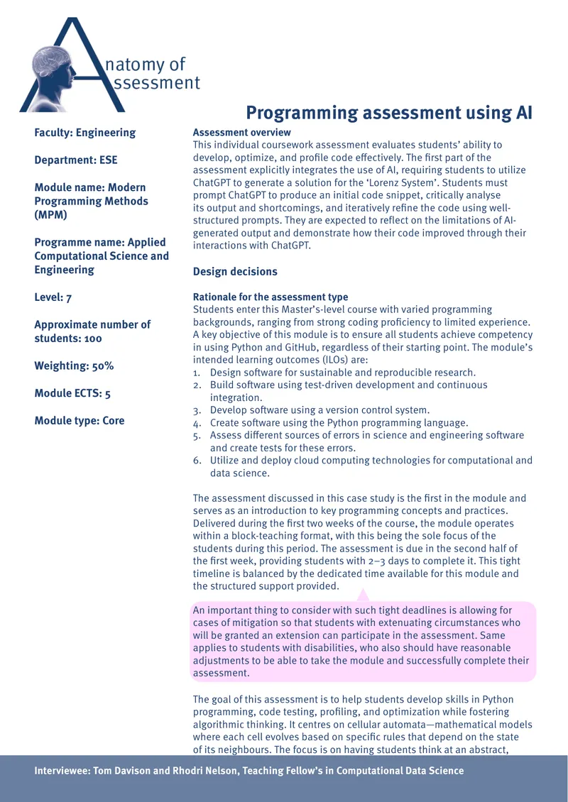 Programming Assessment Utilizing AI Tools