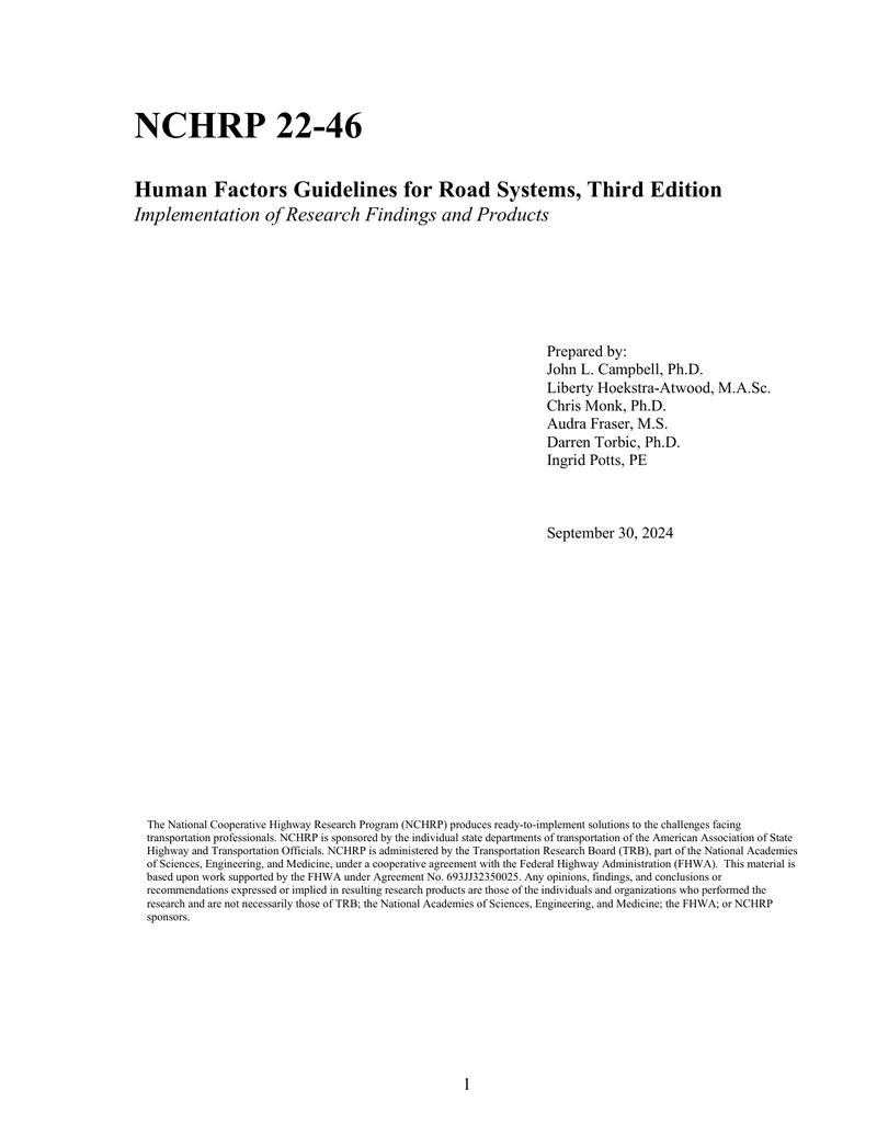 Human Factors Guidelines for Road Systems Third Edition preview page 1