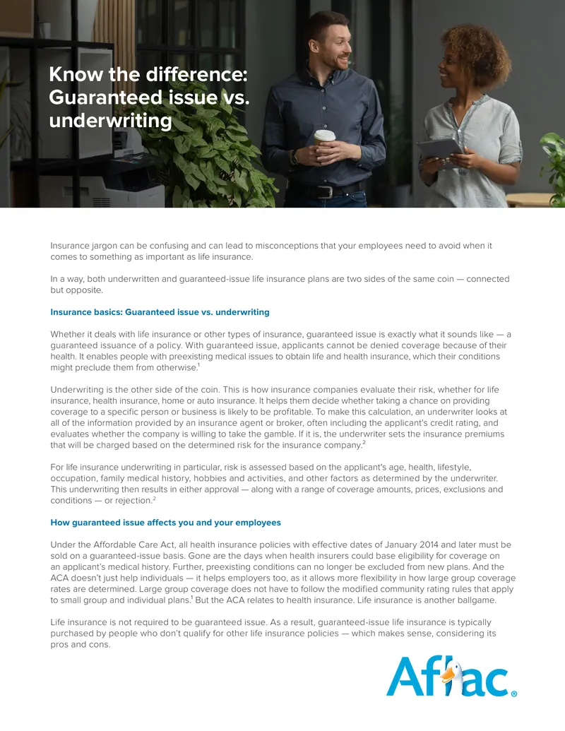 Comparison of Guaranteed Issue and Underwritten Life Insurance