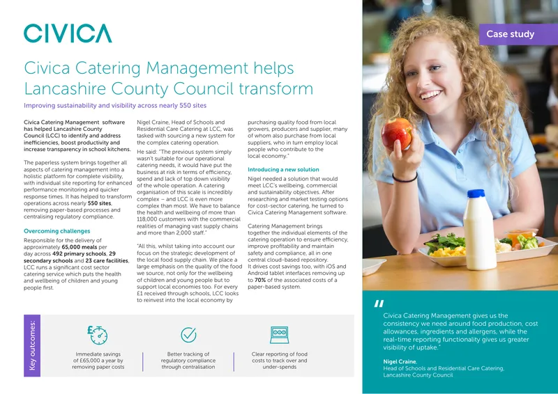Civica Catering Management Implementation Case Study