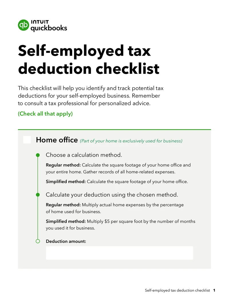 Self-Employed Tax Deduction Checklist