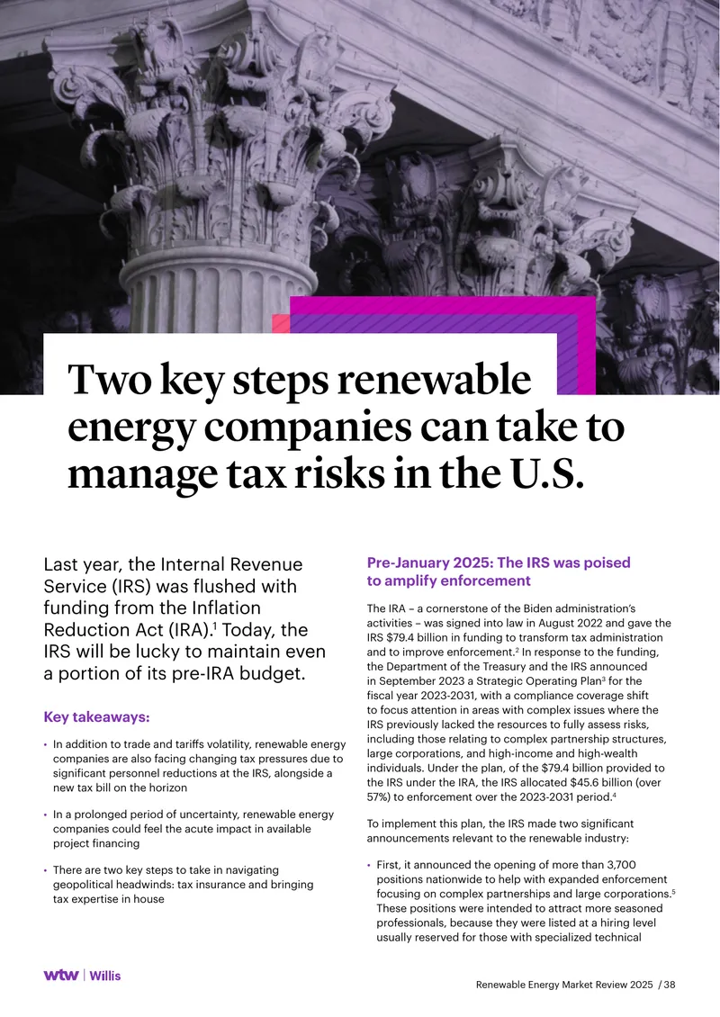 Renewable Energy Tax Risk Management Strategies